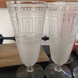 Lot de 4 verres anciens gravés Art Déco