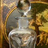 Antique engraved pinched crystal decanter