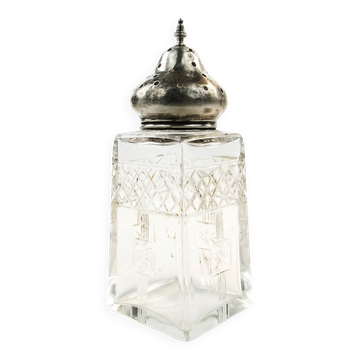 Art Deco sugar bowl, crystal, silver, United Kingdom, early 20th century