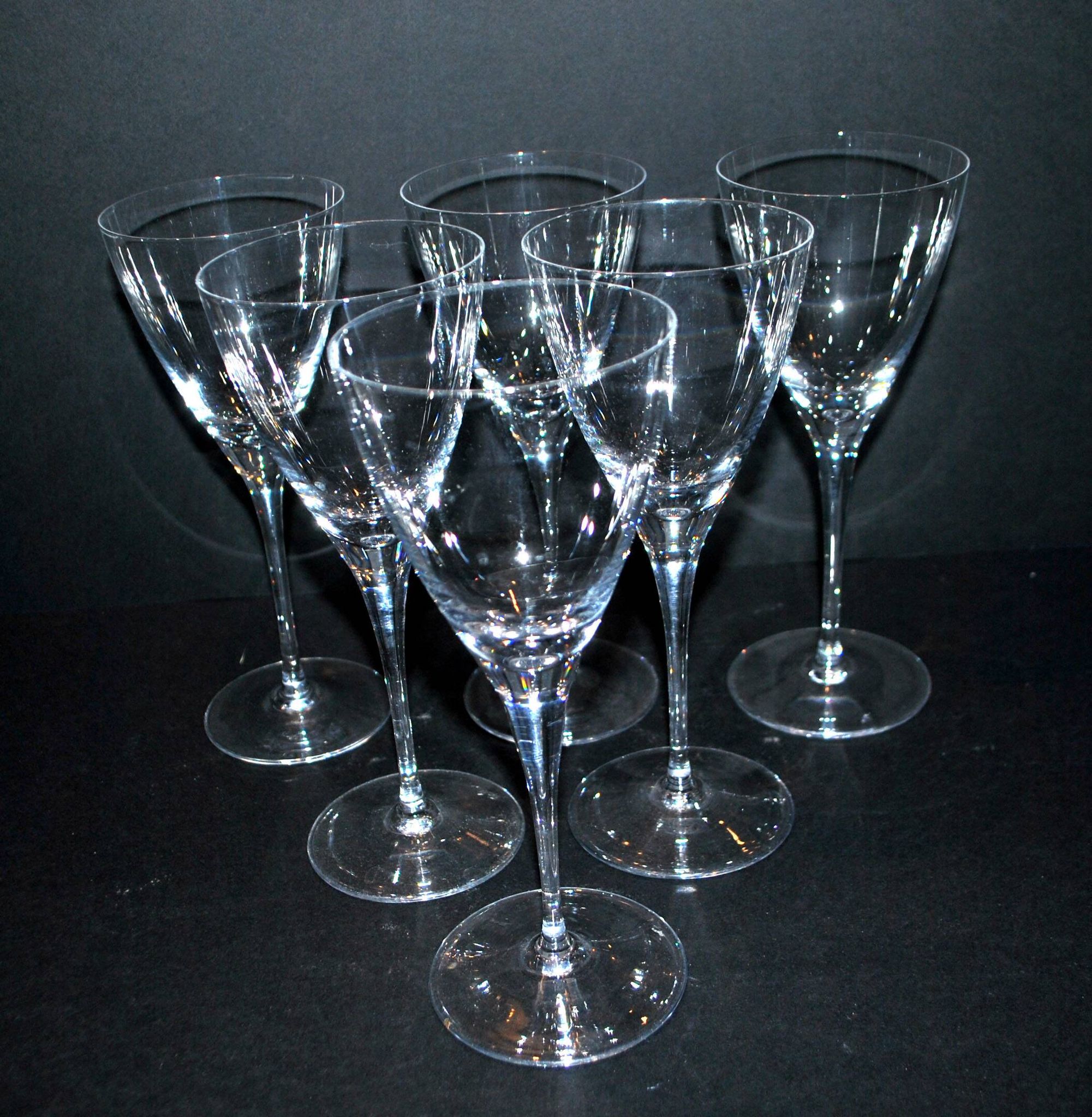 Set of 6 BEAUBOURG white wine glasses in Sèvres crystal signed 19cm
