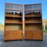 Pair of vintage glass shelves libraries