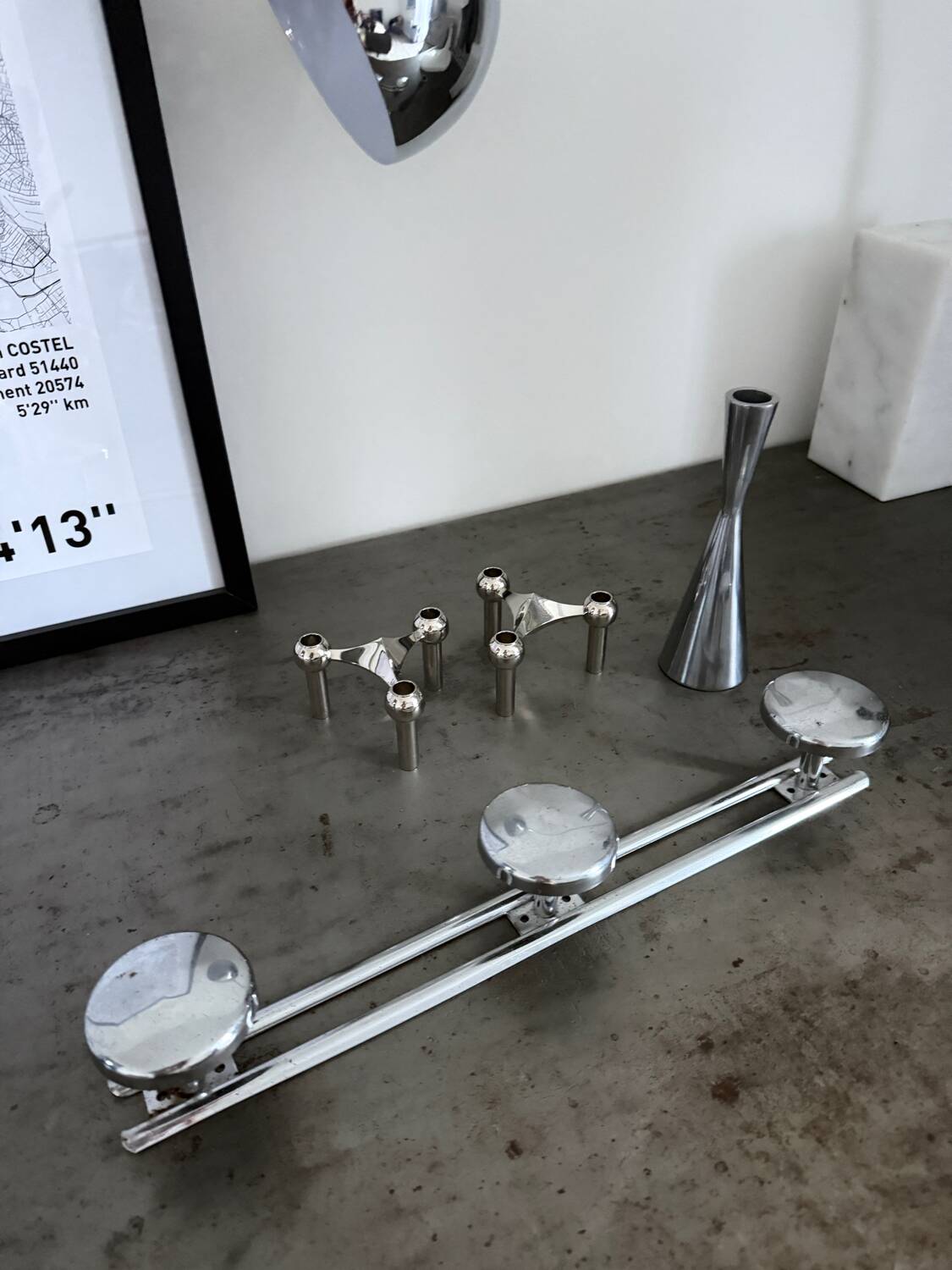 Vintage chrome wall coat rack