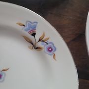 6 assiettes à dessert BD Limoges – décor floral géométrique – années 5