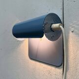 Light blue perforated metal suspension by Abo Randers, Danish postmodern, 1980s.