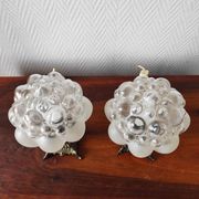 Pair of antique bubble globe lamps