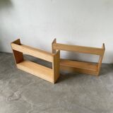 Lot of two Sornay beech shelves