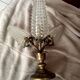 Vintage brass wall/ceiling light with 3 arms / moulded glass