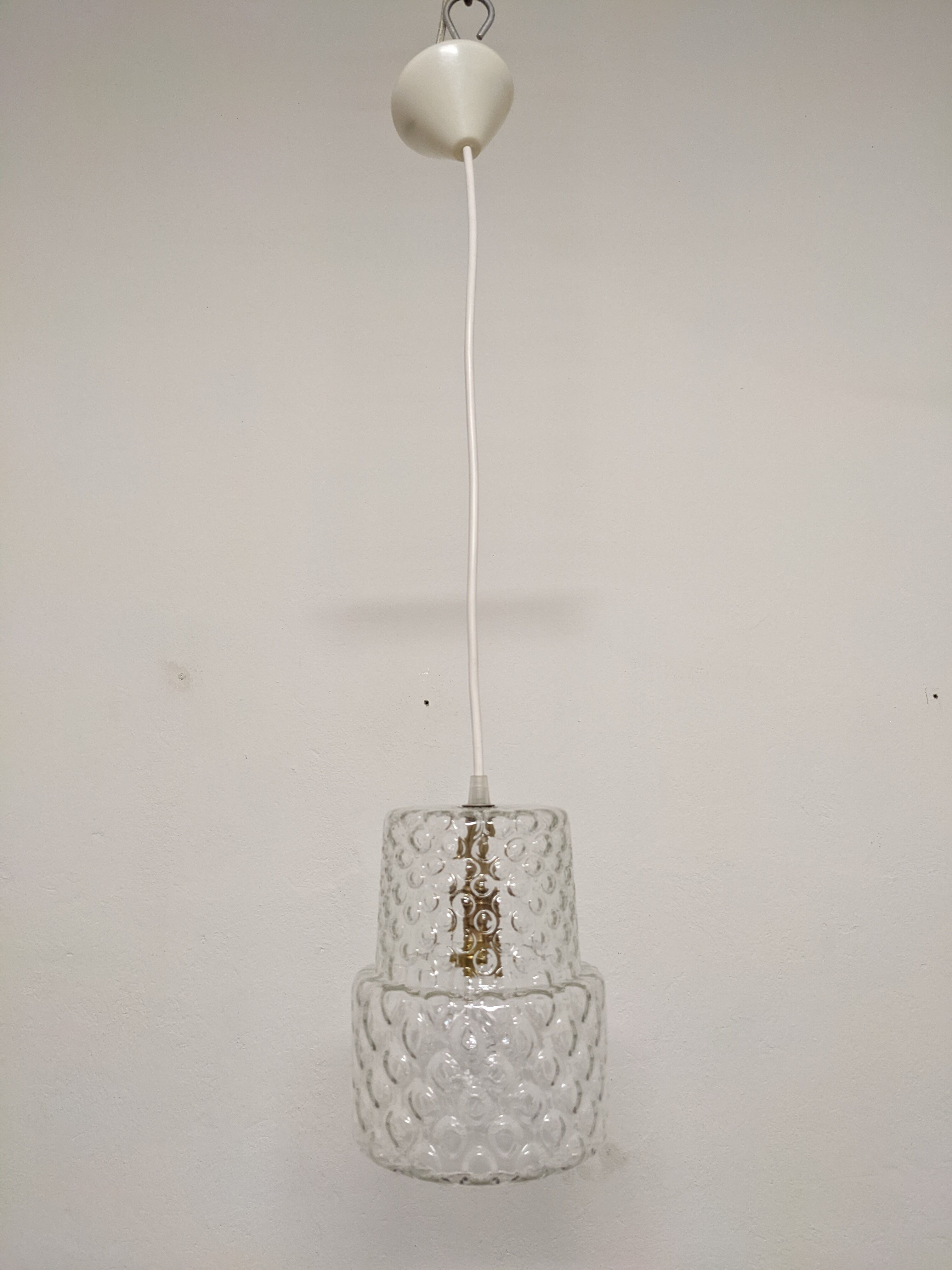 Suspension en verre bullé des années 60/70