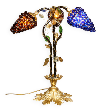 Lampe de table Art nouveau avec abat-jour en verre de Murano.