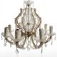 Antique crystal chandelier with 8 lights and drop pendants -