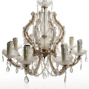 Antique crystal chandelier with 8 lights and drop pendants -