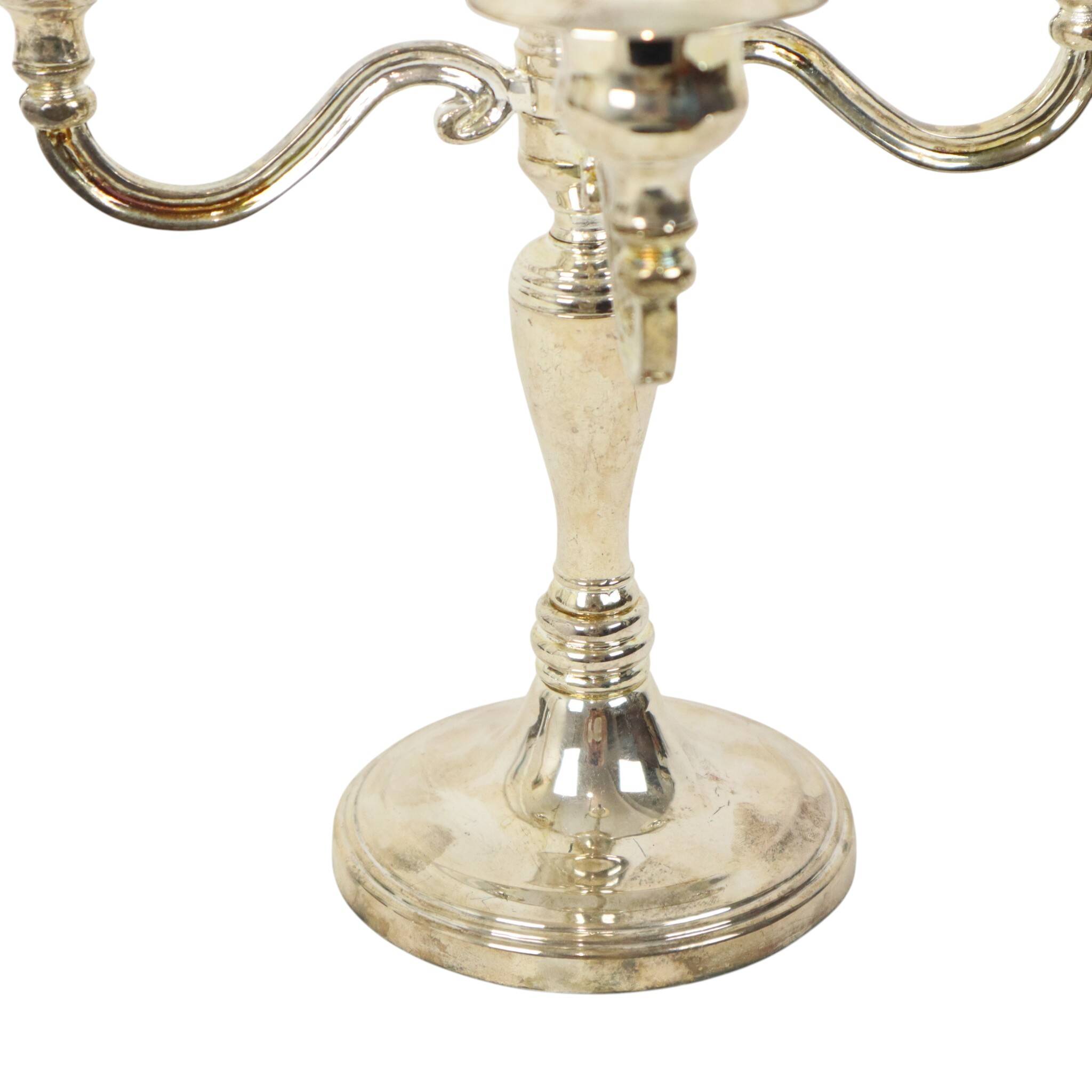 Vintage Candlestick Silver-Plated Metal Adjustable 20cm
