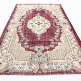 7x10 Persian Burgundy Beige Vintage Rug, 201x323Cm
