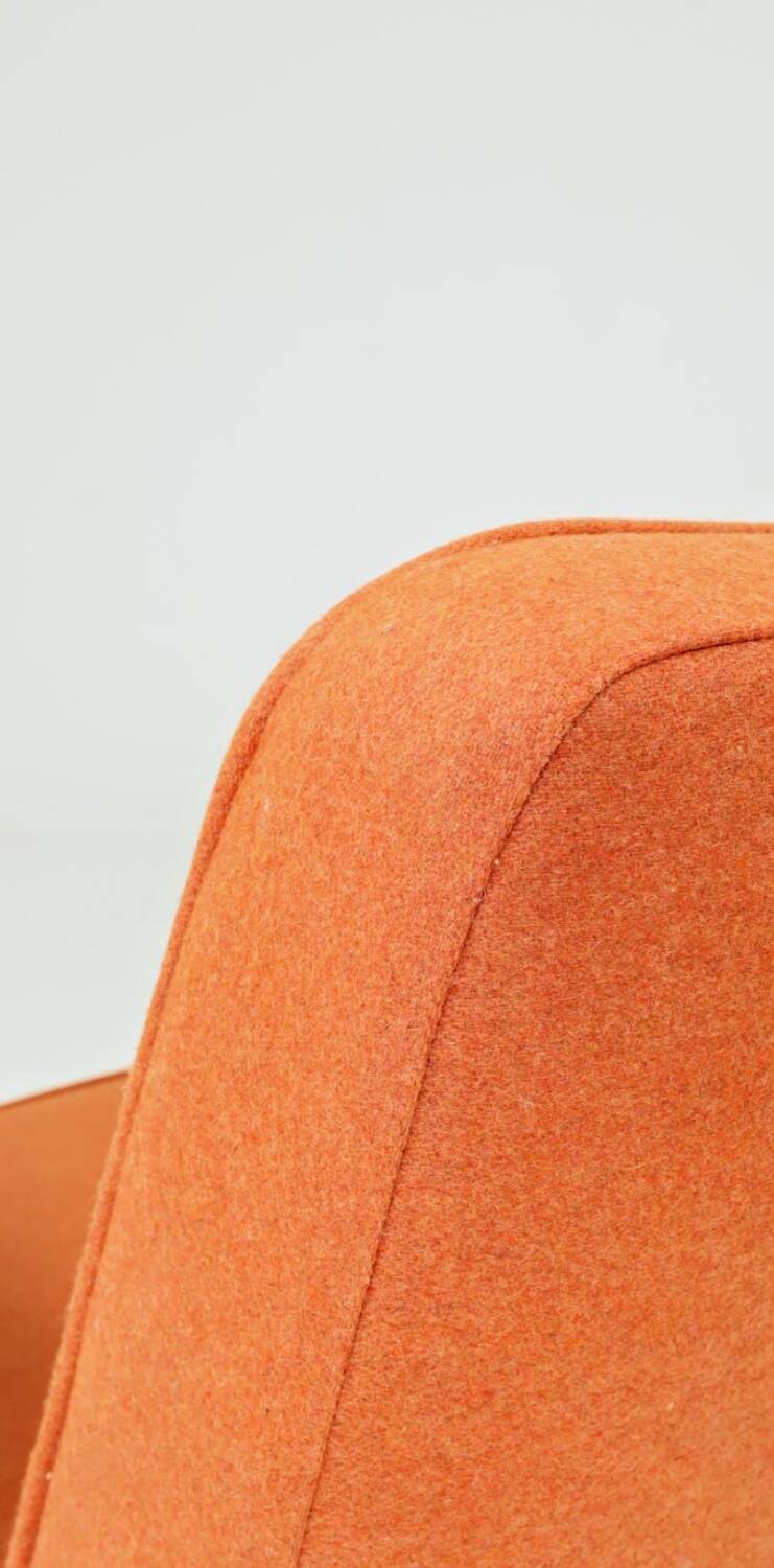 Scandinavian orange papaya wool armchair 1960