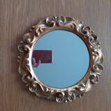 Vintage round mirror in gilded wood 24cm