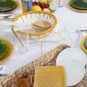Coffret dessert set de 4 assiettes et 1 plat safran