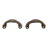 2 antique carved solid brass handles