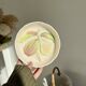Pair of vintage hollow dessert plates in hand-painted slip, peach and fig fruit pattern