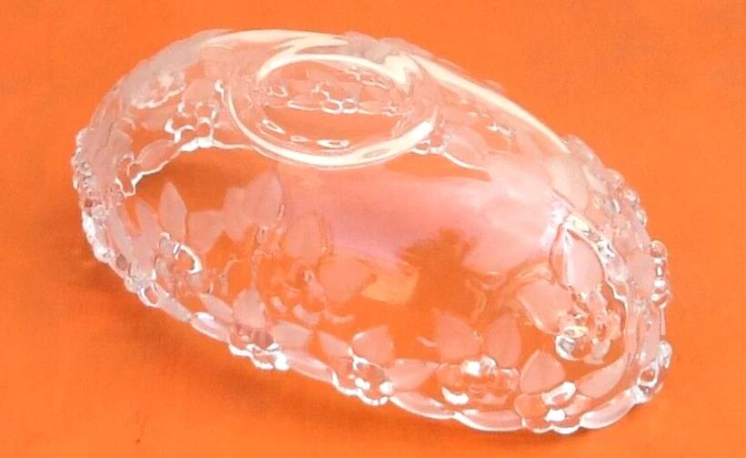 Bowl / Fruit bowl transparent glass with floral decoration