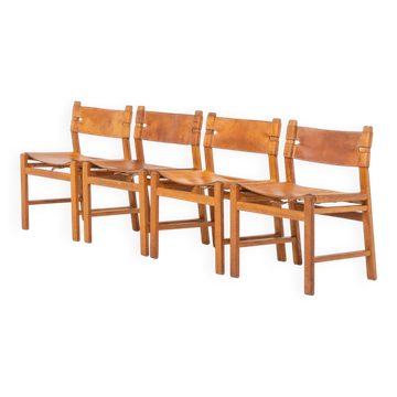 Oak and leather dining chairs