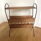 Vintage rattan and black metal magazine rack – Nightstand