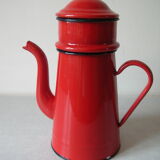 Old red enamelled coffee maker 27 cm deco retro kitchen farm countryside