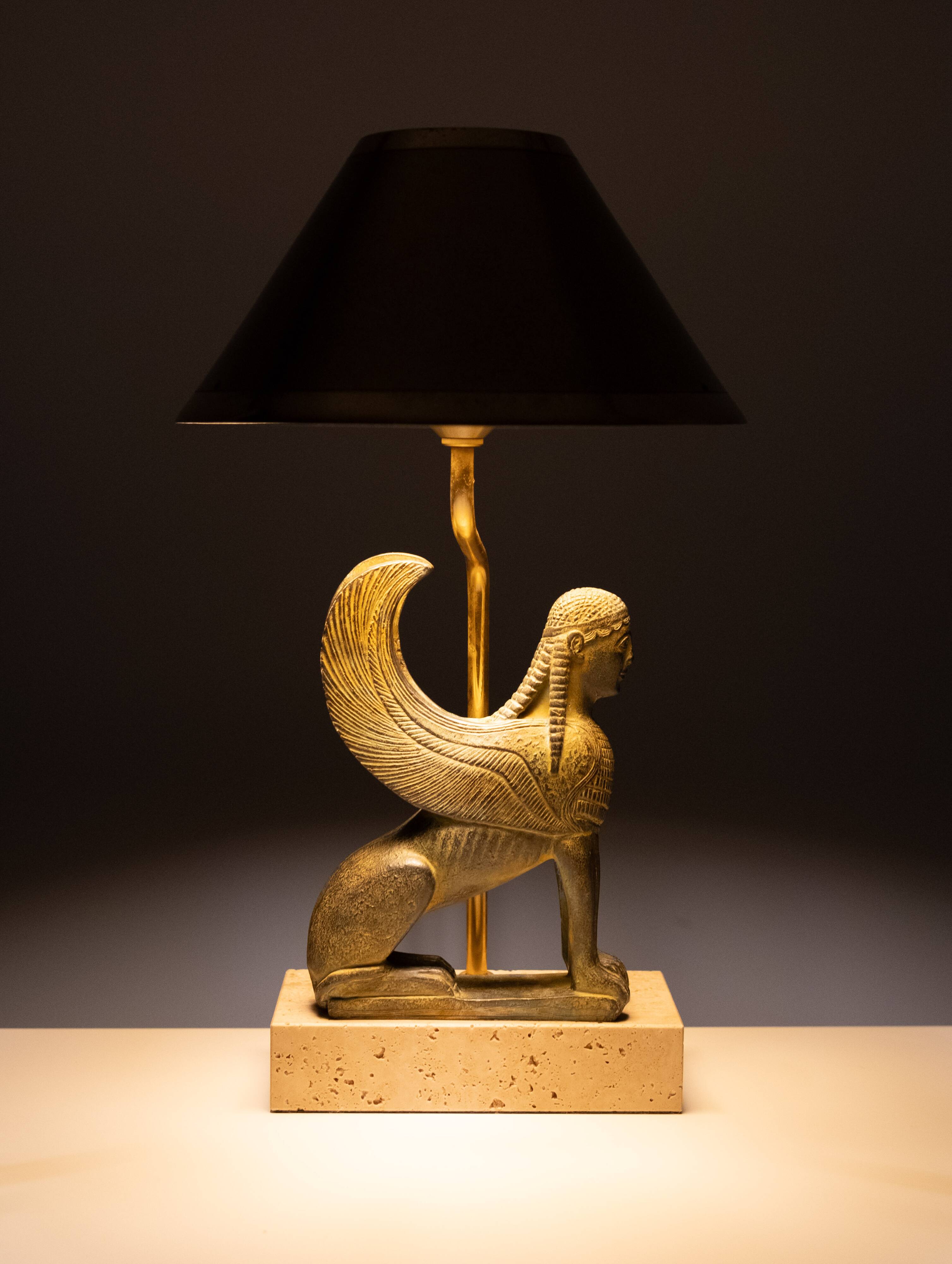 Maison Le Dauphin France, Exceptional Sphinx Table Lamp 1970s