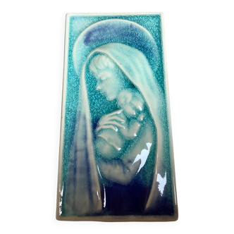 Holy Virgin with Child, cracked blue Sanmyro Japan