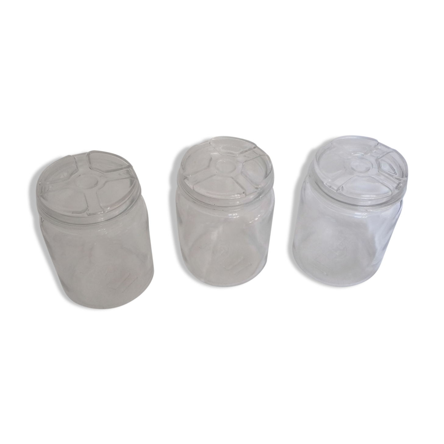 Lot 3 jars transparent glass 1 l