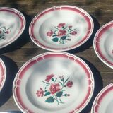 Lot of seven old soup plates from the 40s/50s decorated with roses