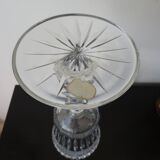 Old Bohemian cut crystal vase on foot 32 cm