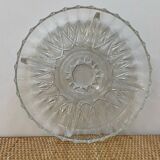 Vintage round serving platter in cut glass