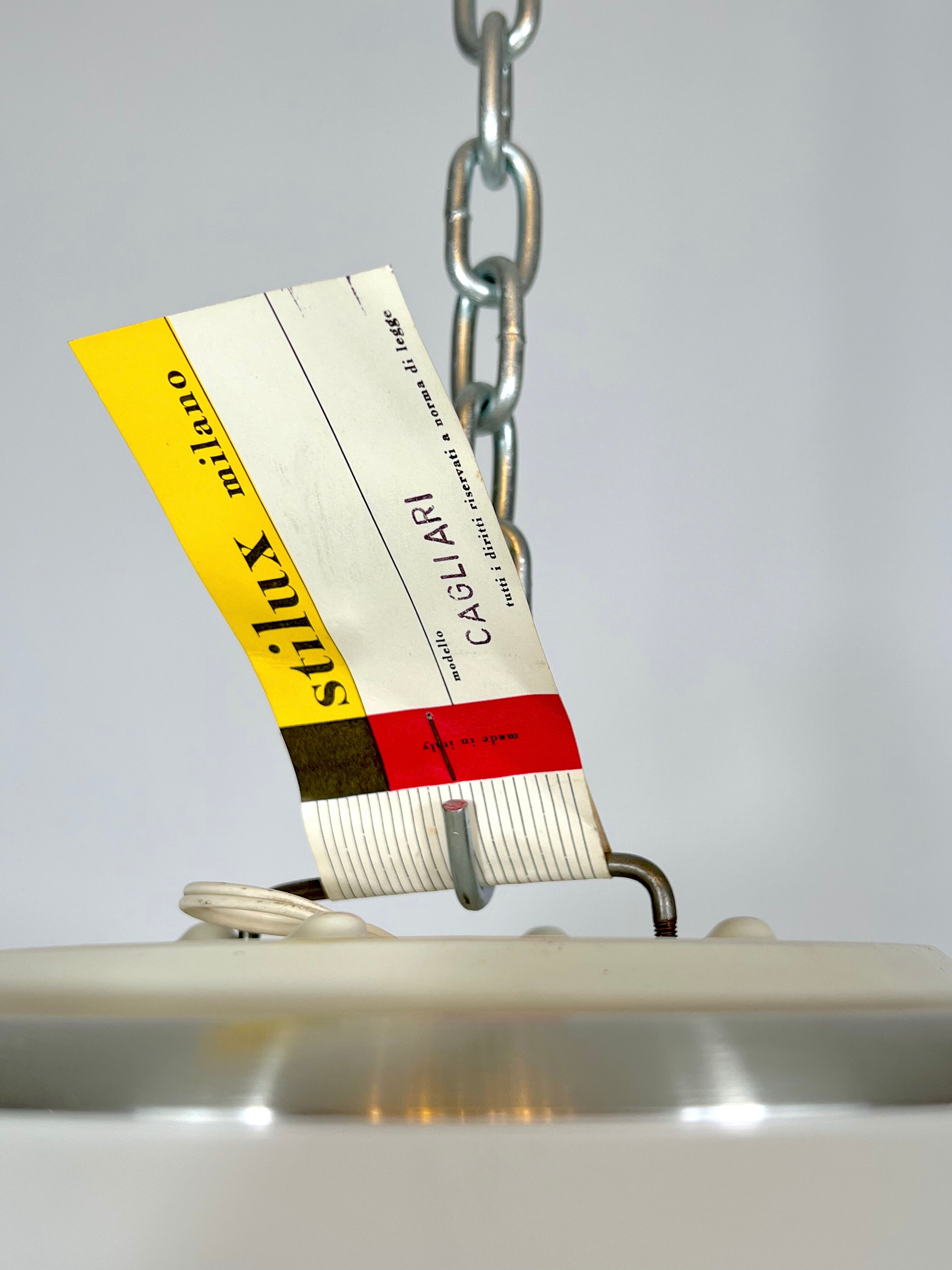 Stilux Milano, white perspex and aluminum ceiling lamp from 60s