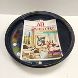 Lacquered Black with Colored Details Ceramic Vide-Poche by Ars Deruta, Ital