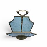 Porte-revues ancien en métal et verre