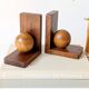 Pair of antique oak ball bookends, Midcentury Art Deco