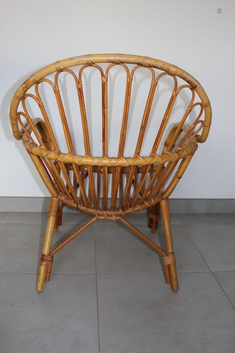 2 fauteuils rotin adulte 1960