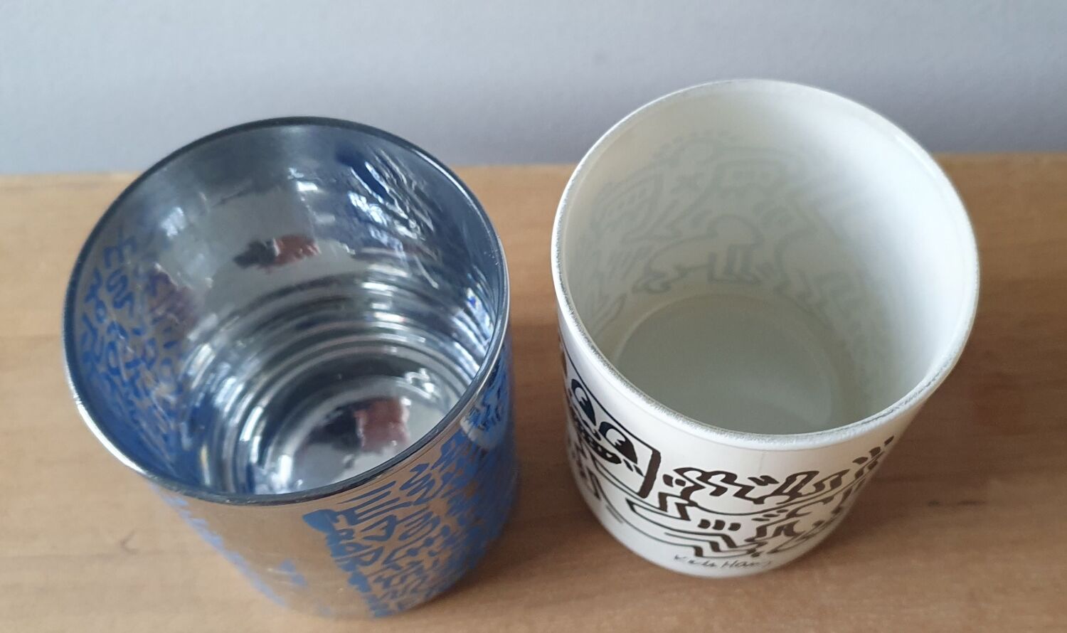 Pair of Keith Haring pots in opaline.
