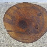 Tabouret de montagne en bois brut massif, tripode, années 50 60