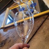 Set of 4 cut glass stemmed glasses from the 50s.