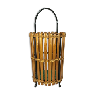 60s 70s umbrella stand umbrella holder wood metal Mid Century Design 60s