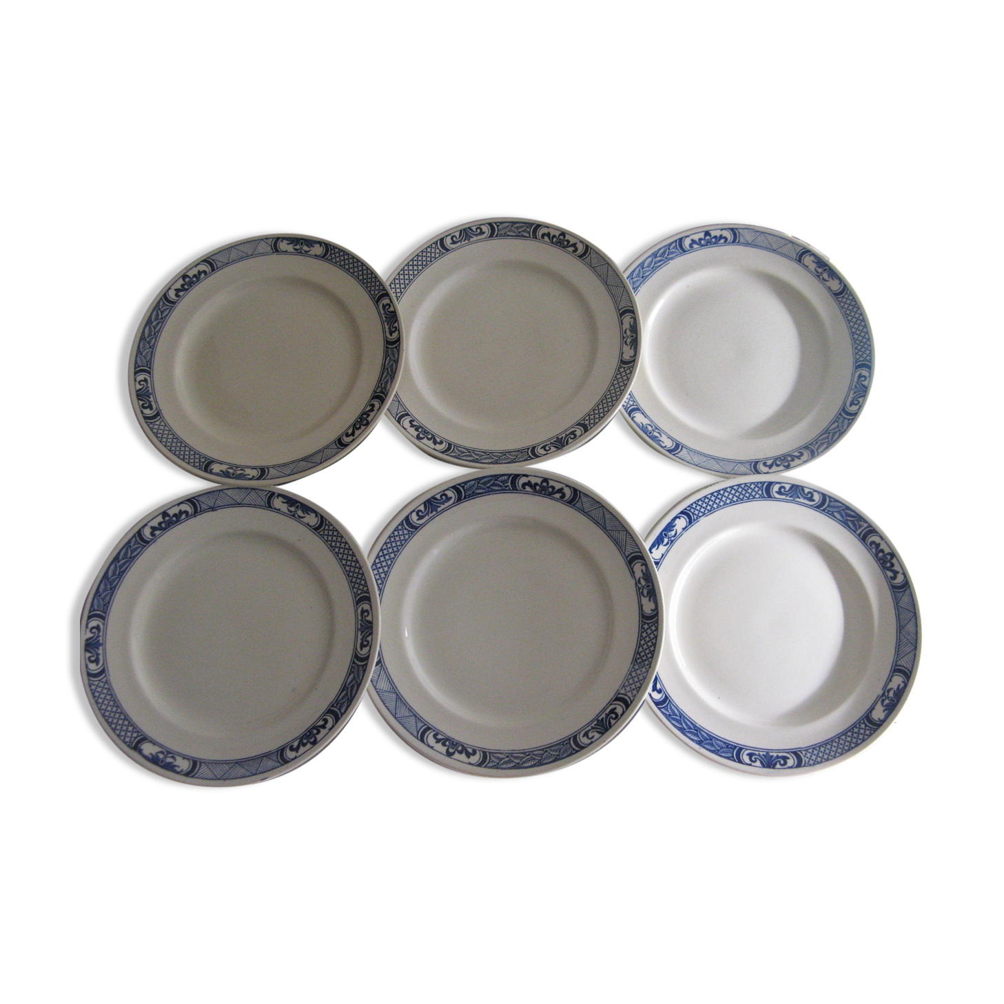 lot 6 old flat plates circa 1900 Faïence K-G Luneville Yvetot