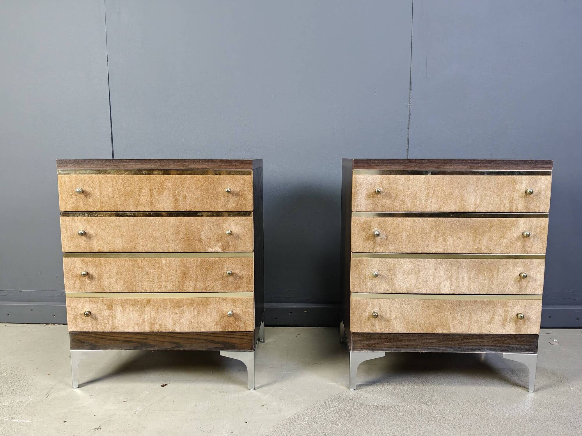 Pair of vintage italian chest of drawers, 1970s