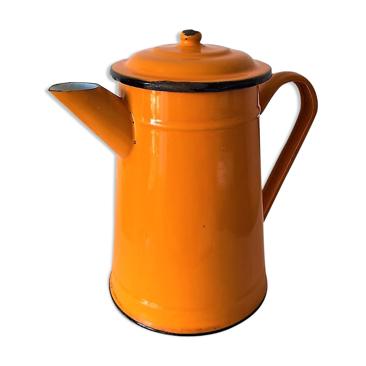 Old orange enamel coffee maker