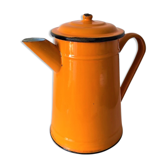 Old orange enamel coffee maker