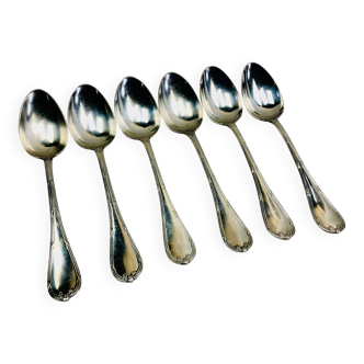 6 large Christofle silver-plated soup spoons with crossed ribbons