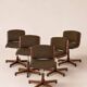 Set of 5 designer office chairs in solid wood