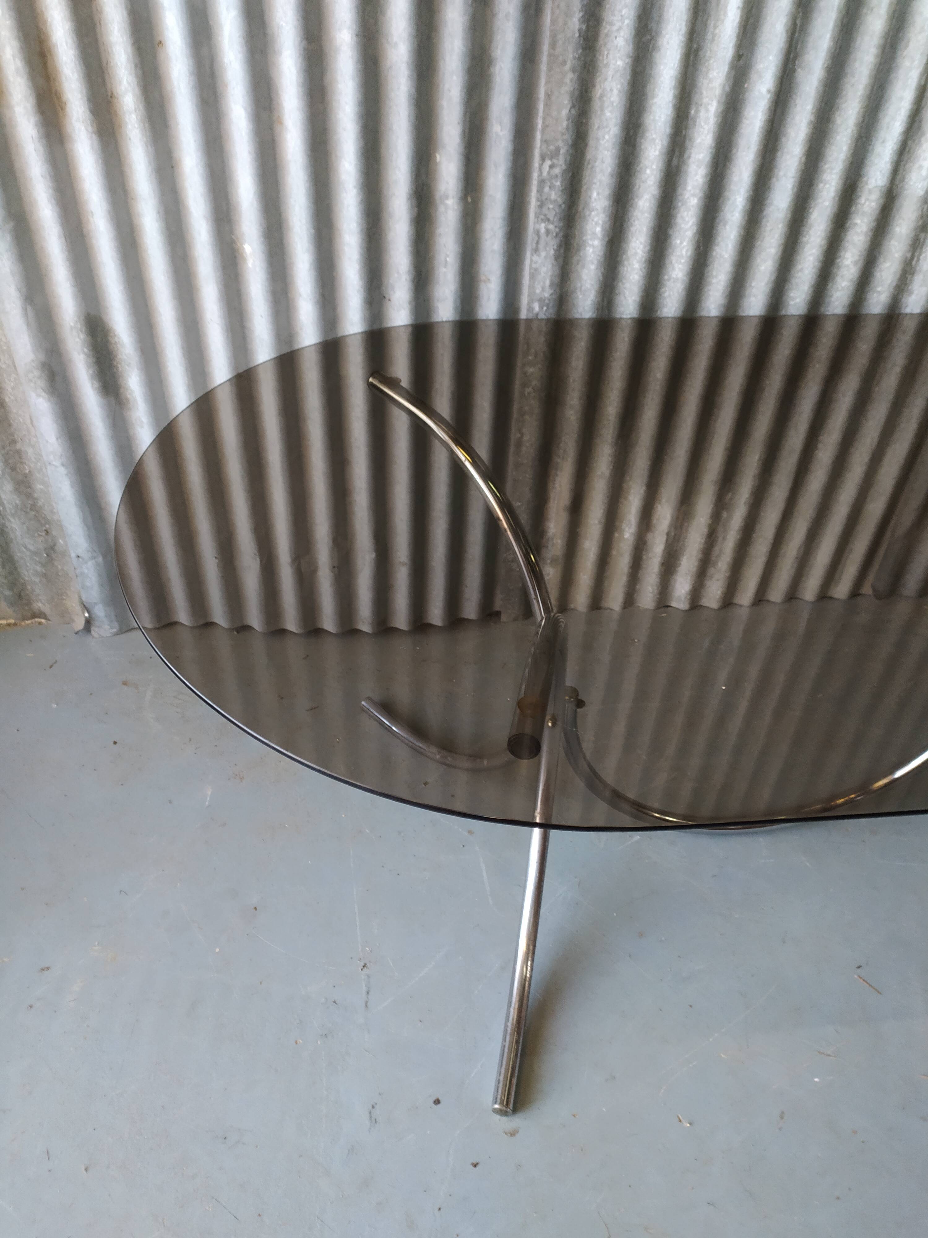 Vintage chrome table and smoked glass