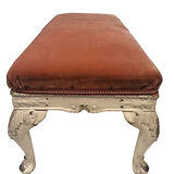 Bench in cream lacquered wood in rococo style, mid-twentieth century