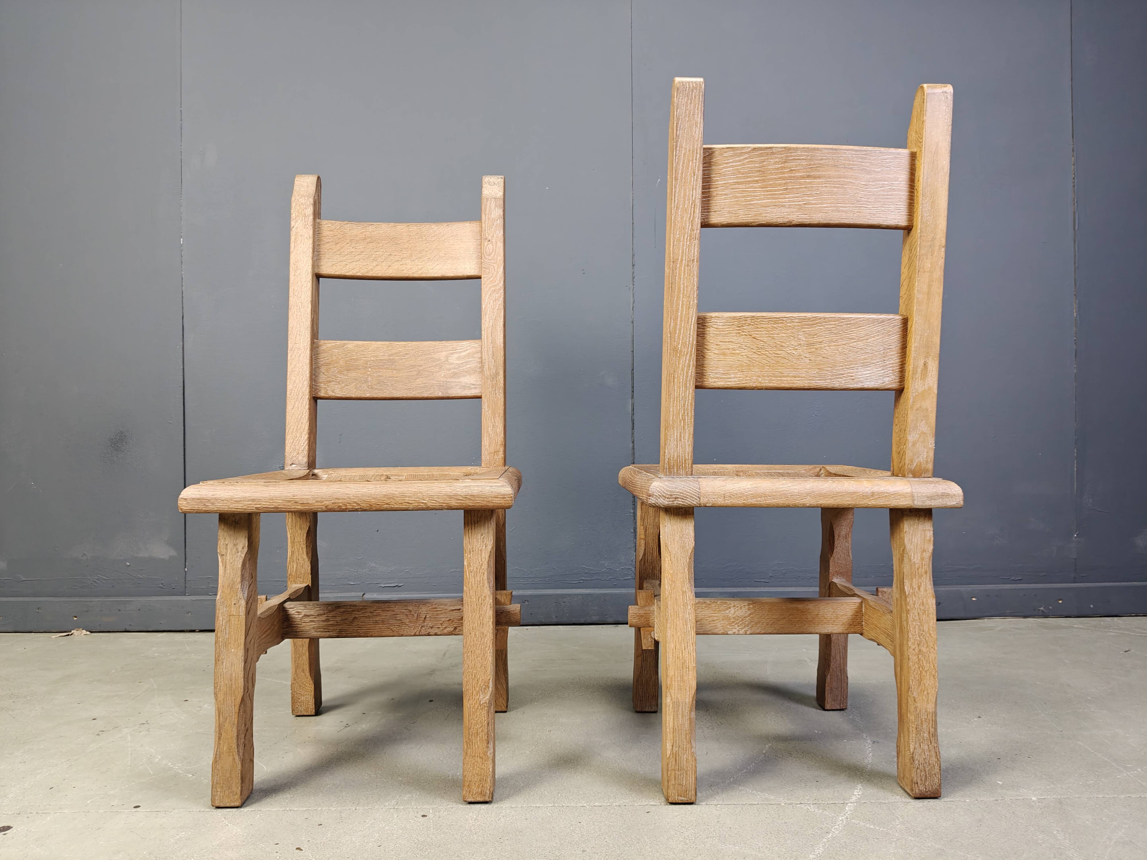 Vintage oak  brutalist dining chairs, 1960s